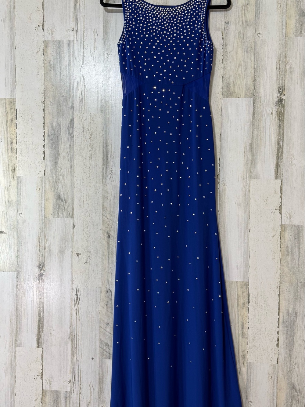 As U Wish Royal Blue Beaded Prom Dress